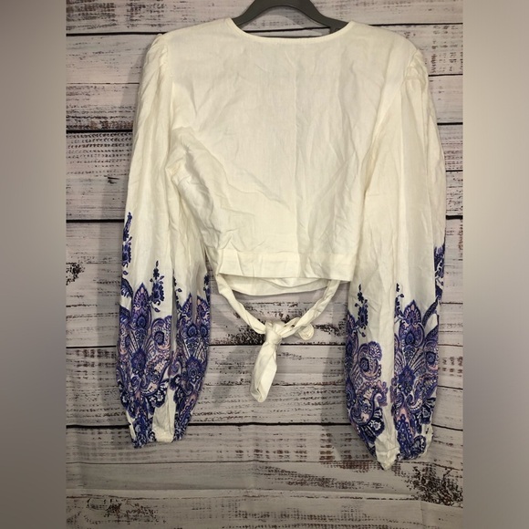 VENUS multicolored 3/4 sleeve wrap blouse with tie front - Picture 14 of 14